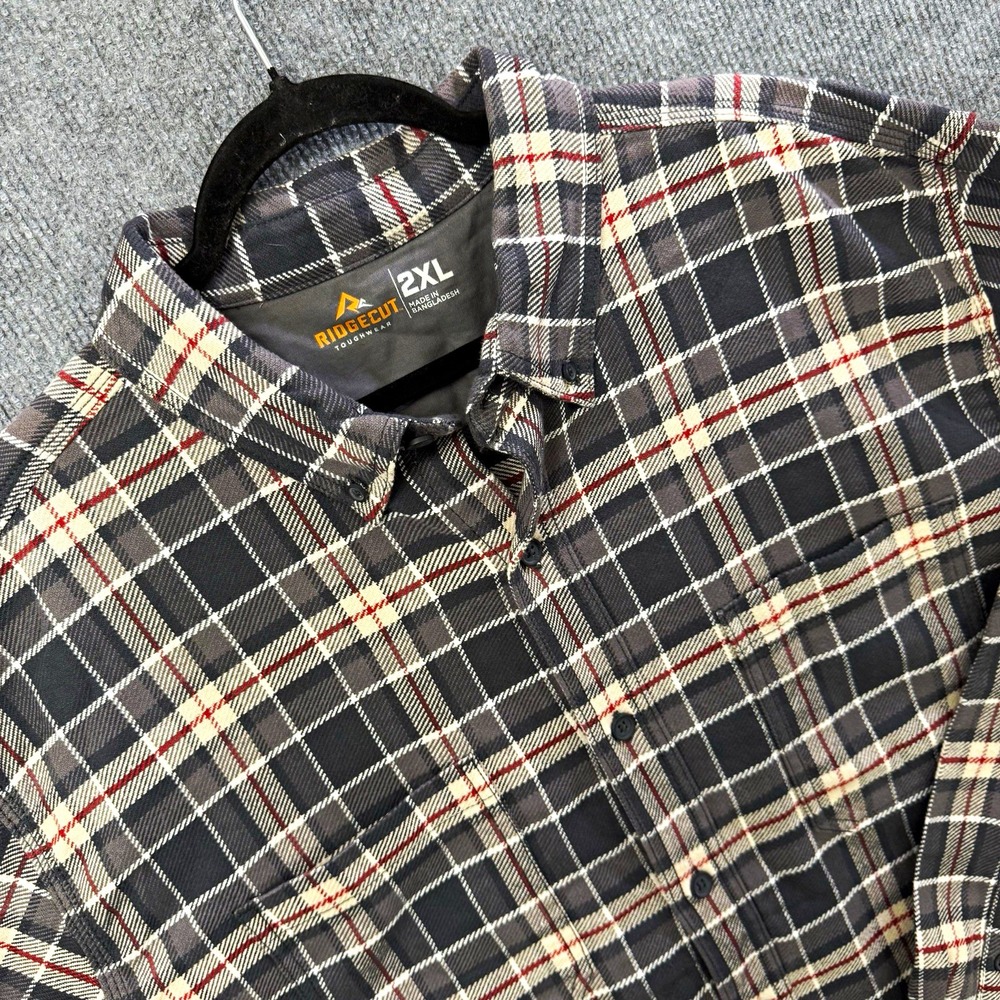 Ridgecut Mens 2XL Flannel Plaid Button-Down Long Sleeve Shirt NWT